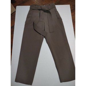 Aritzia Wilfred Taupe Tie Front Belted High Waist Crepe Pants Size 00